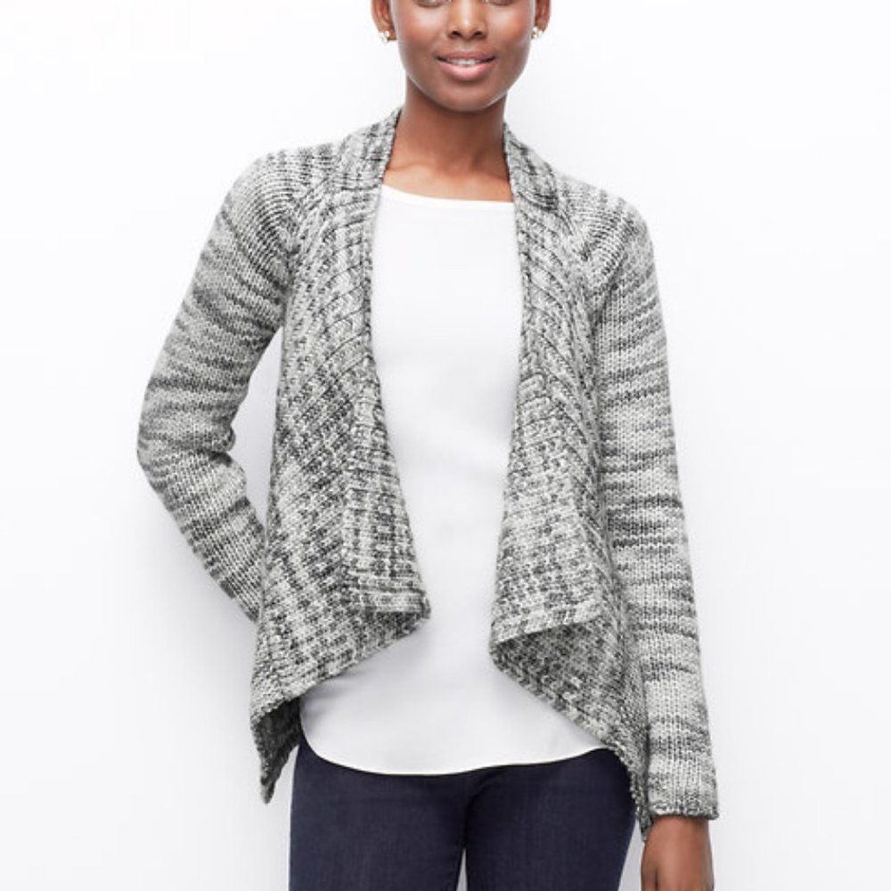 Ann Taylor SMALL Gray Marled Open Cardigan $69.00